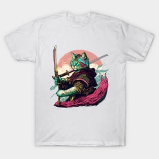 Cat Samurai Japanese Katana T-Shirt